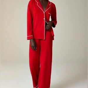 J.Crew Dreamy Cotton-Blend Red Pajama Set